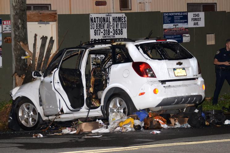 The SUV following the crash in Staten Island.