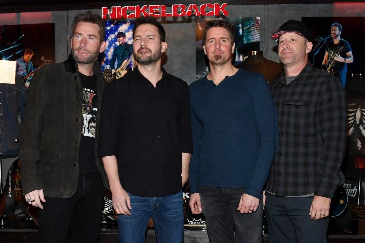 Nickelback attends a memorabilia case dedication ahead of the band's five-night residency at The Joint inside the Hard Rock Hotel.