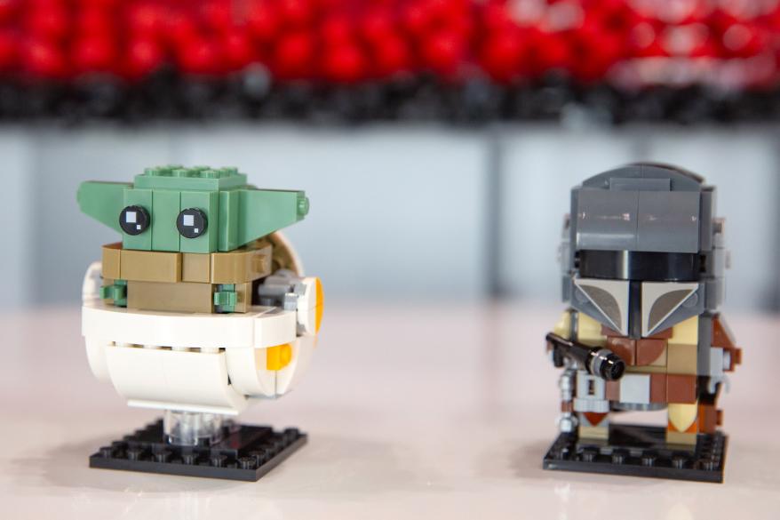 Lego designs for upcoming versions of The Child from Disney's The Mandalorian.