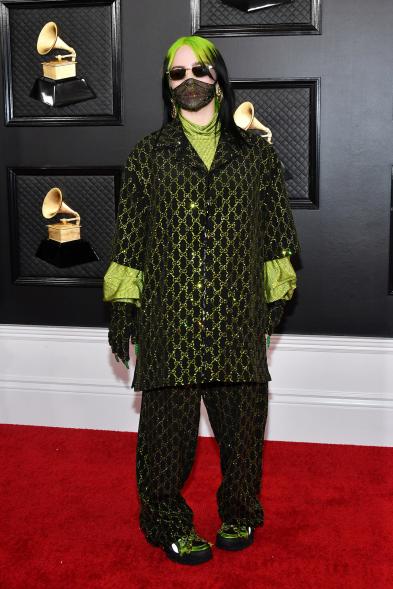 Billie Eilish in Gucci on the 2020 Grammys red carpet.