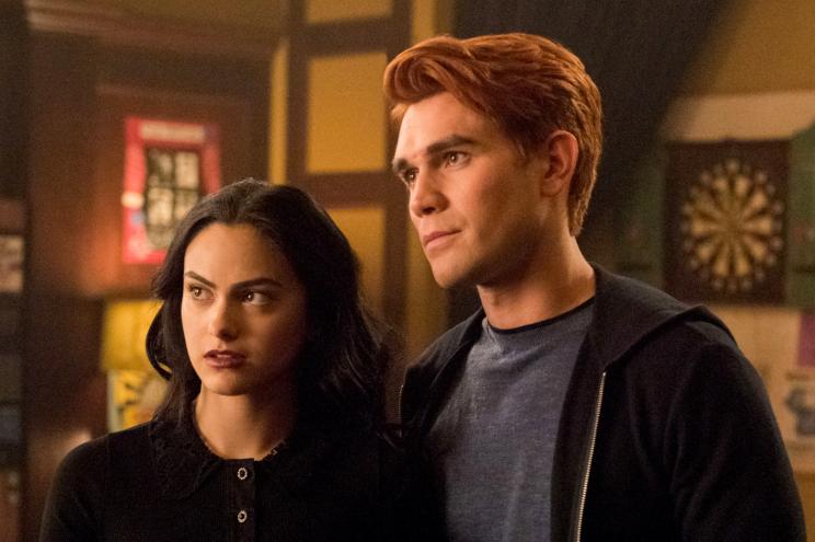 Camila Mendes as Veronica and KJ Apa as Archie in a scene from "Riverdale."