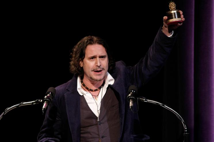 J.D. Shapiro accepts his Razzie award for worst film of the decade, "Battlefield Earth," in 2010.