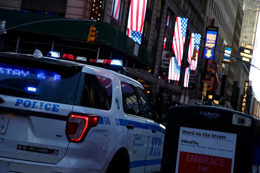 An NYPD vehicle patrolling NYC.