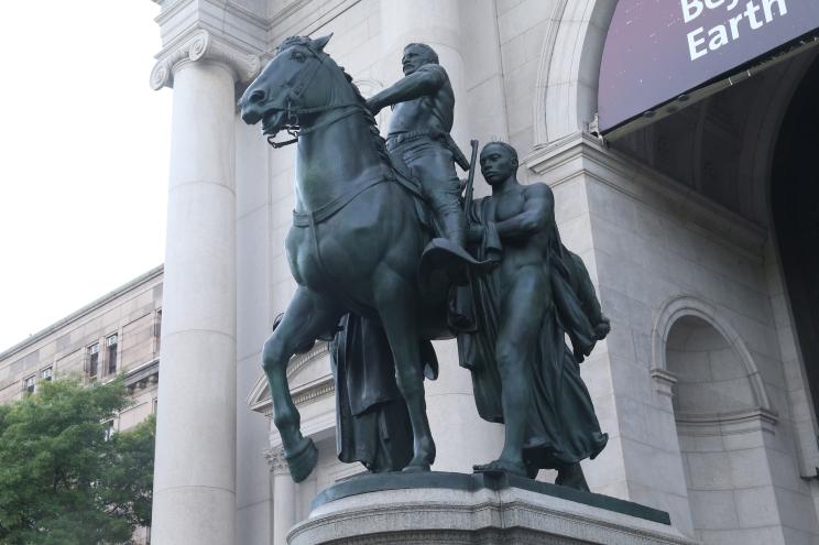 A statue of Teddy Roosevelt outside the American Museum of Natural History.