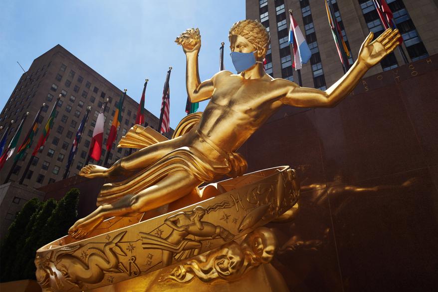 Prometheus statue at The Rink At Rockefeller Center