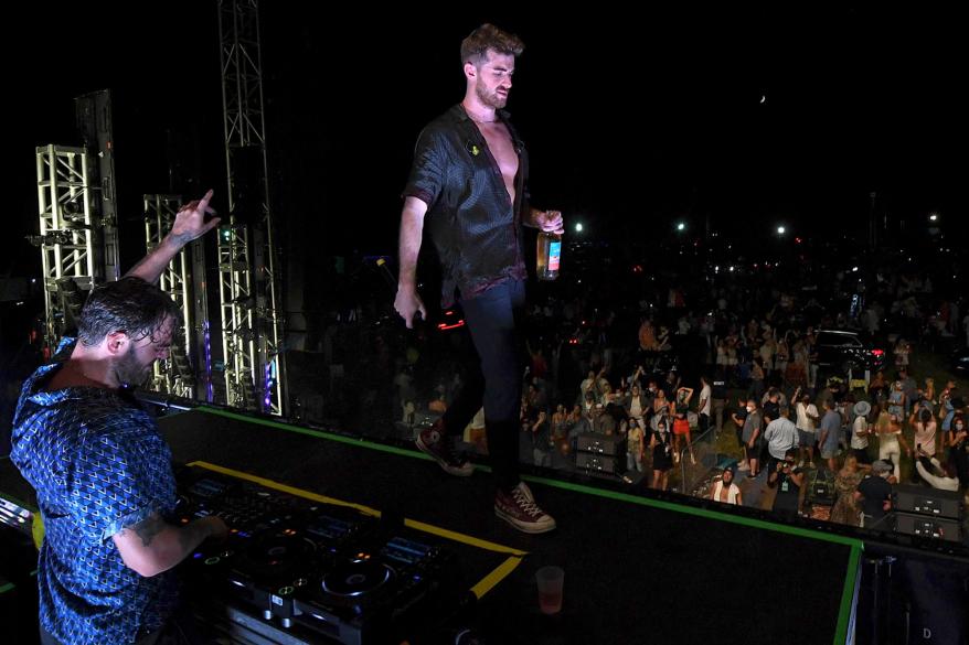 Andrew Taggart and Alex Pall of The Chainsmokers perform during the 'Safe & Sound' Drive-In Concert Fundraiser