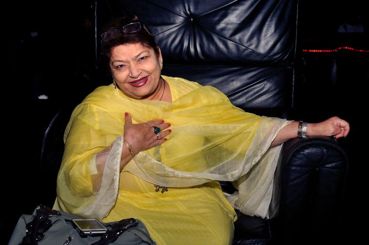 Indian Bollywood dance choreographer Saroj Khan attends the '12.12.12' birthday celebration of dancer and actress Sambhavna Seth in Mumbai on December 12, 2012.