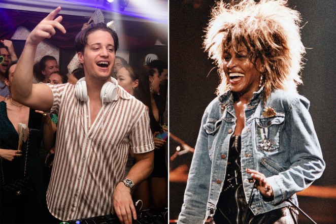 Kygo parties in the Caribbean in 2019 (left), and Tina Turner performs at London's Wembley Arena during her "Private Dancer" tour in 1985.