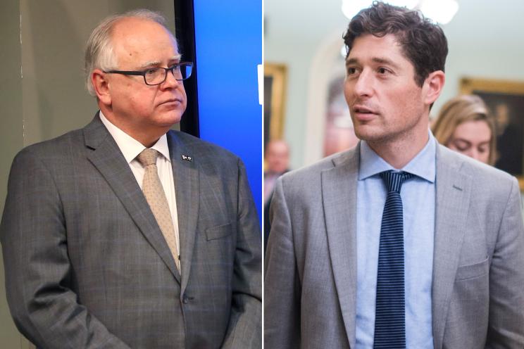 Minnesota Governor Tim Walz (left) and Minneapolis Mayor Jacob Frey