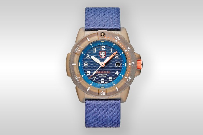 Luminox x Bear Grylls Survival Eco Series 3703 watch in #tide recycled ocean material, $445 at Luminox.com