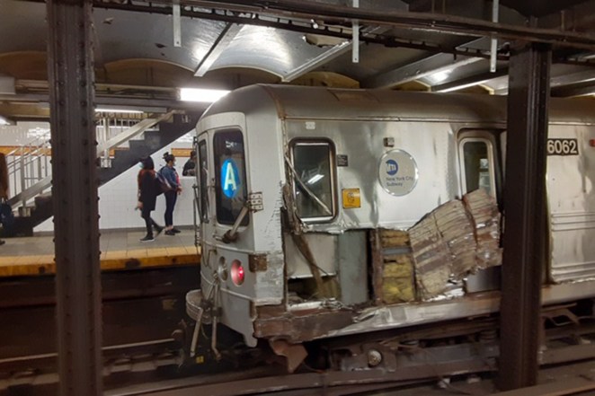 A-train derailed inside subway station at 16th street and 8th Ave