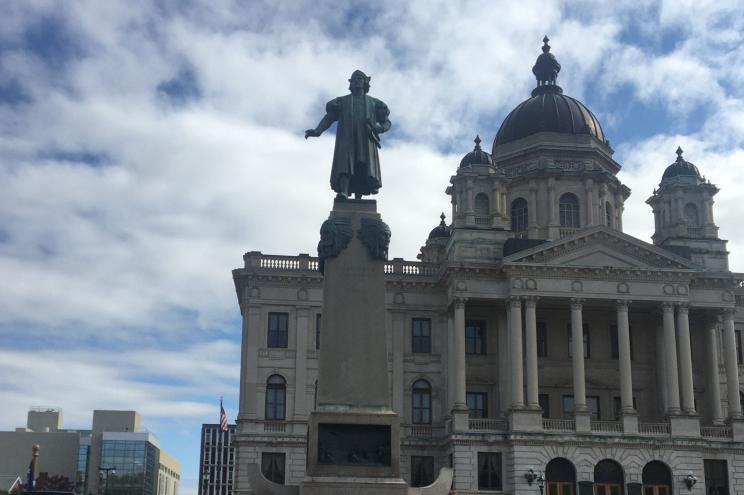 A statue of Christopher Columbus in Syracuse.