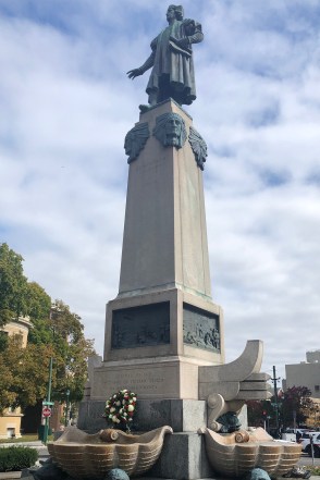 A ststue of Christopher Columbus in Syracuse, N.Y.