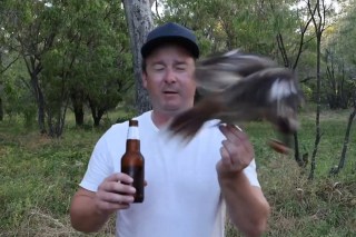 Ballsy bird steals man’s sausage out of his hand