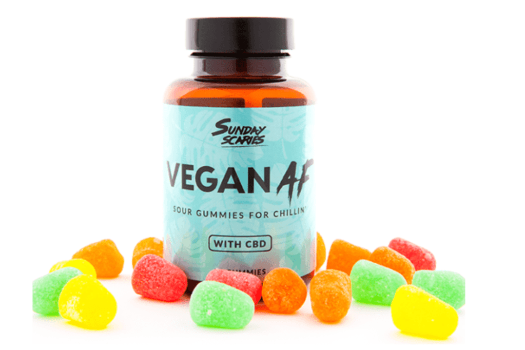 A bottle of vegan gummies