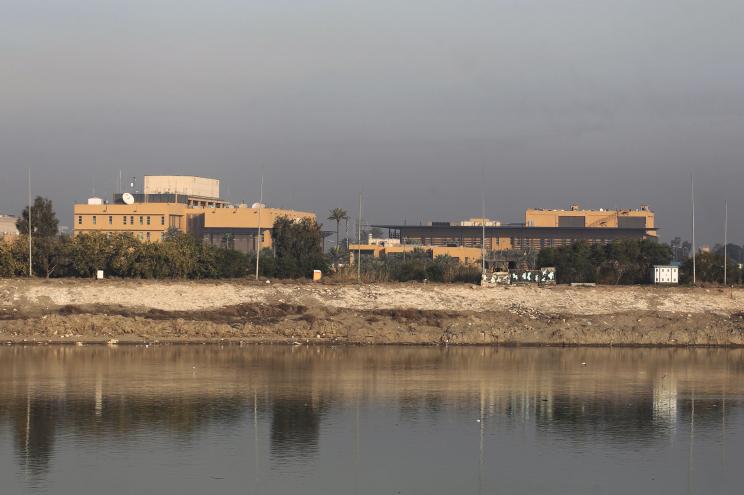 The US embassy across the Tigris river in Iraq's capital Baghdad.