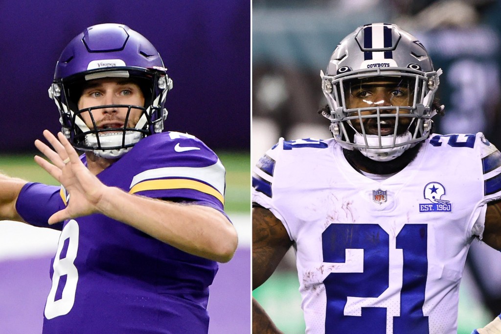 Minnesota Vikings quarterback Kirk Cousins and Dallas Cowboys running back Ezekiel Elliott, fantasy football week 13 start em sit em