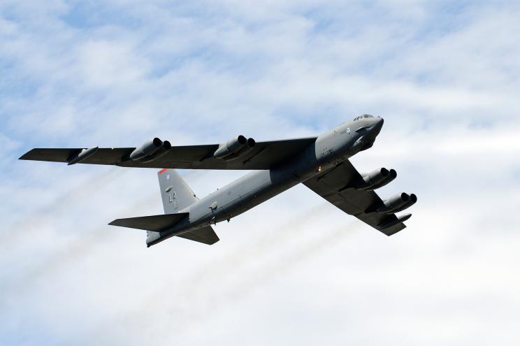 B-52 bomber aircraft in flight