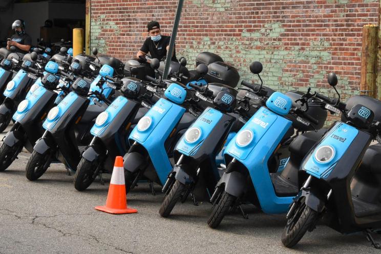 Revel scooters are being prepped to hit the streets of New York at a company location on Browne Street and Hamilton Ave.