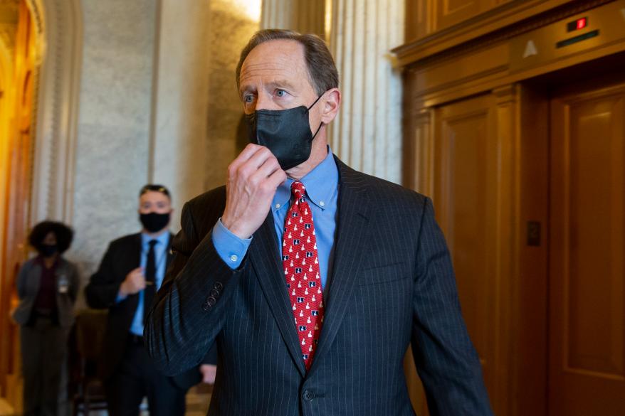 Sen. Pat Toomey walking out of the Senate floor on January 22, 2021.