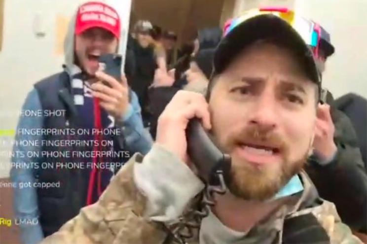 Tim Gionet, AKA "Baked Alaska," seen storming the Capitol.