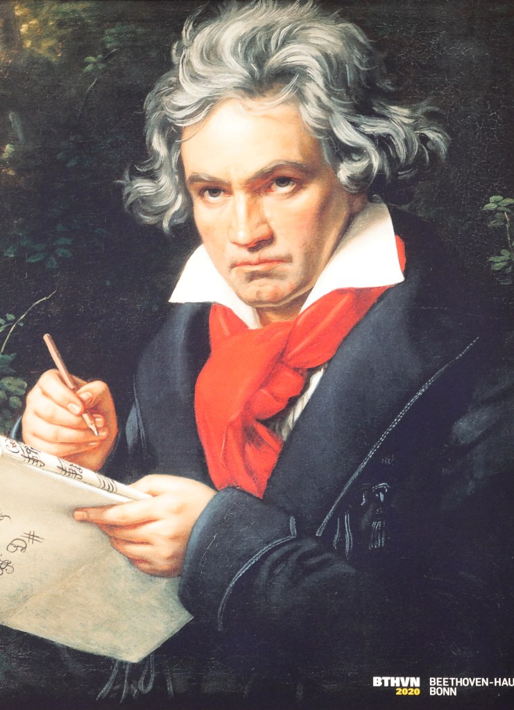 A painting of German pianist and composer Ludwig van Beethoven