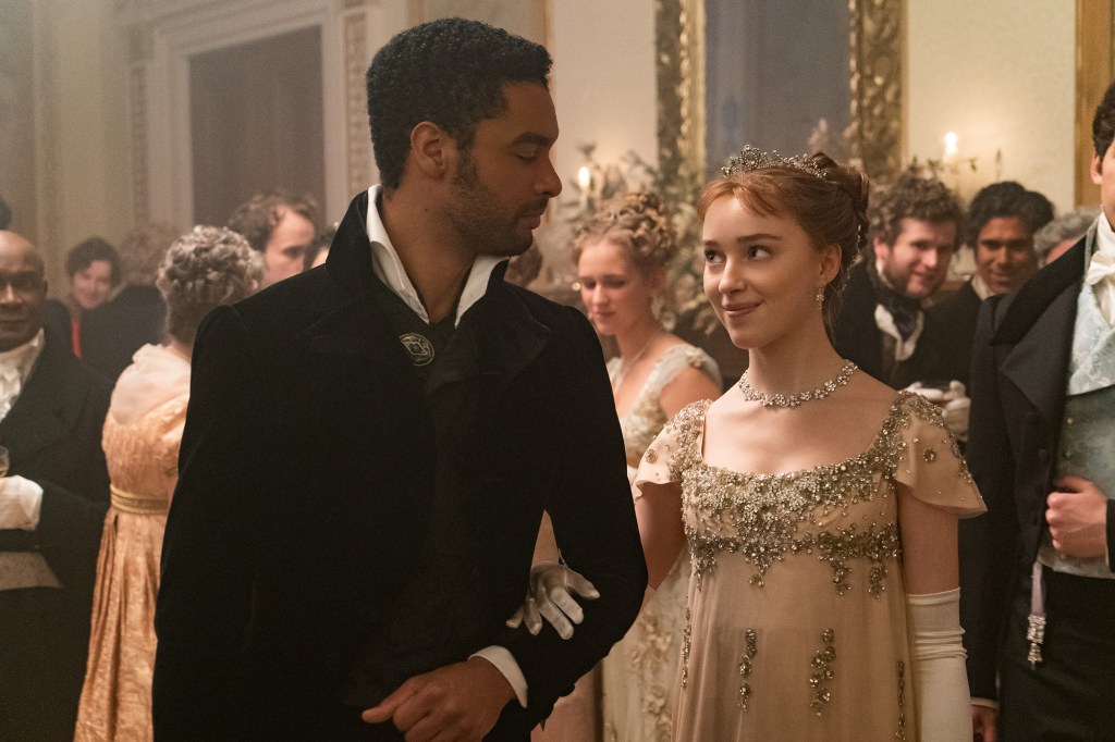 Regé-Jean Page as Simon Basset and Phoebe Dnevor as Daphne Bridgerton. Based on Julia Quinn’s best-selling series of novels, “Bridgerton” was created by Chris Van Dusen and produced by Shonda Rhimes, is set in the competitive world of Regency London during the debutante season.