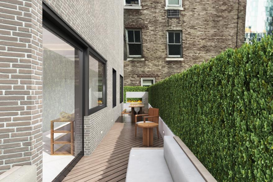 The patio at the 230 Central Park South home.