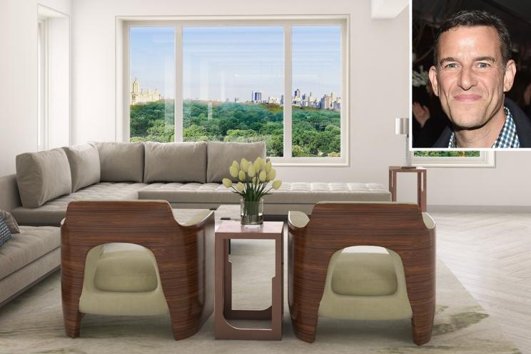 Ian Reisner inset over the living room of his Central Park South home.