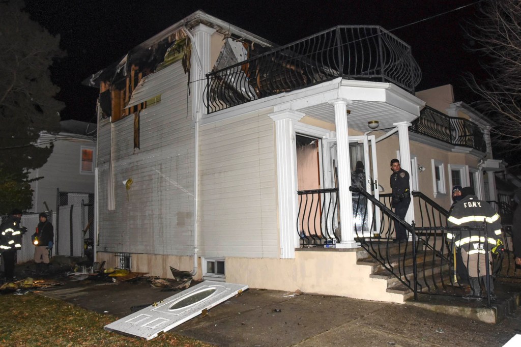 A 56-year-old man died when a fire burned through his two-story attached home in Rosedale, Queens.