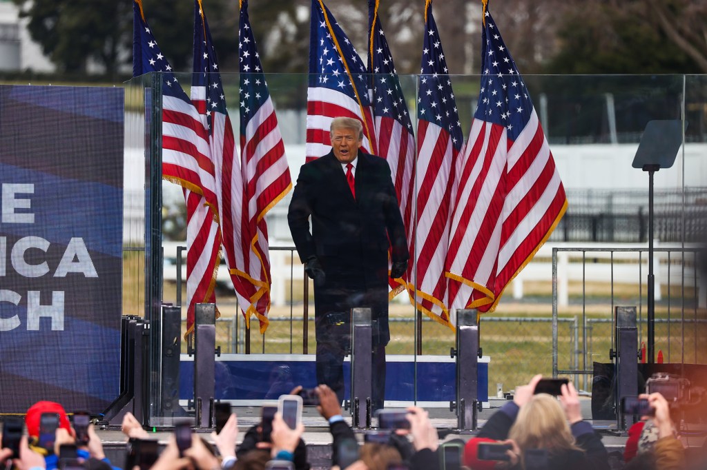 Former US President Donald Trump speaking at "Save America March" rally in Washington D.C the day of the Capitol riots