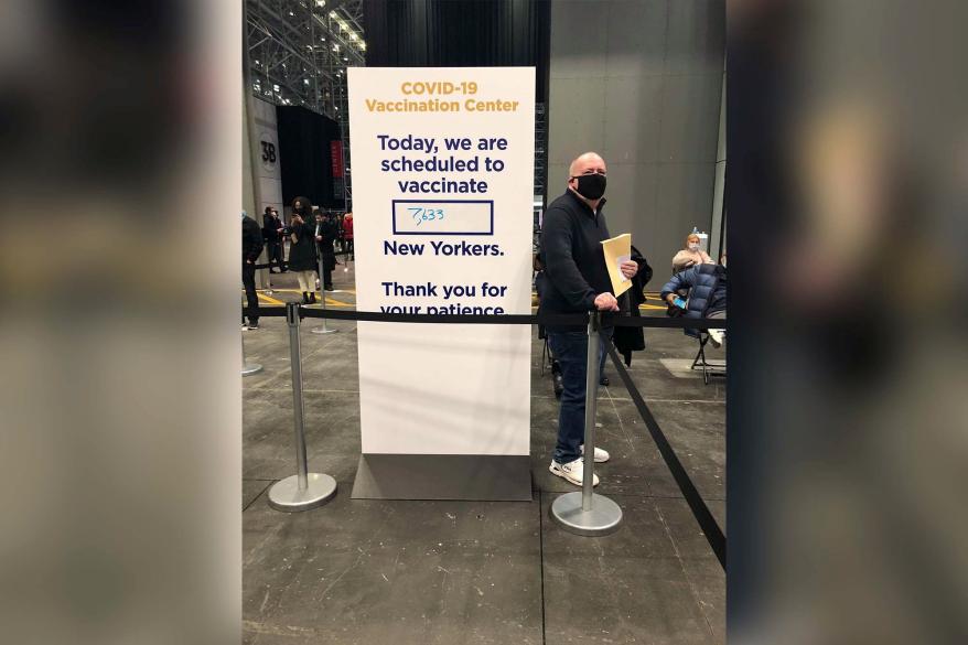 The scene from NYC's Jacob Javits Center on Tuesday for those who were looking to receive the COVID-19 vaccine.