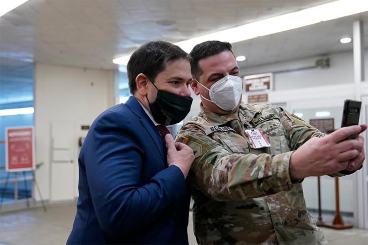 National Guardsman Vincent Scalise and Senator Marco Rubio, who consented to take a photo.