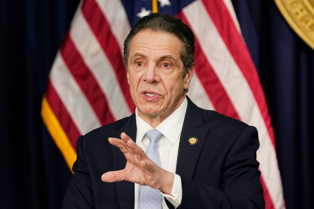 New York Governor Andrew Cuomo speaks during an event at his NYC office.