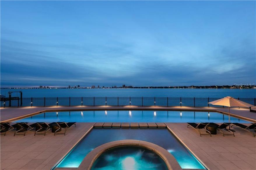 The pool has built in lights for nocturnal swims.