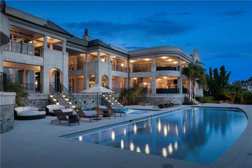 A night view of the home.