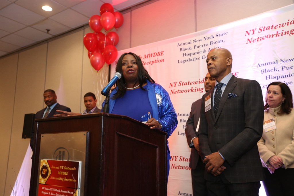 Latrice Walker, NY State Assemblywoman, 55th District, left, with Mark O'Luck, CEO Spectrum Personal Communications Corp. on Feb. 16, 2019.