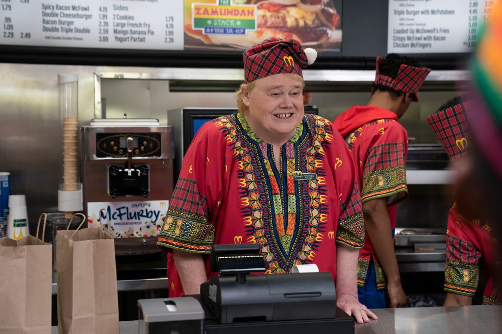 Louie Anderson's character Maurice at the Zamunda branch of McDowells