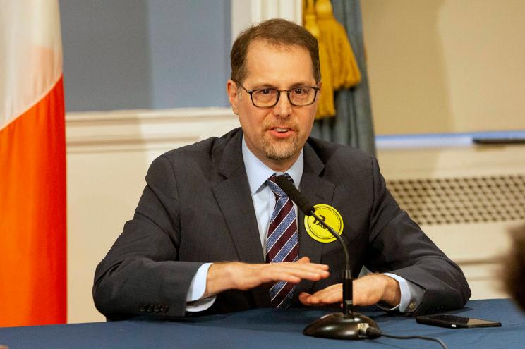 City Council Member Mark Levine in the City Hall Blue Room during a bill signing ceremony for legislation banning the sale of flavored e-cigarettes.