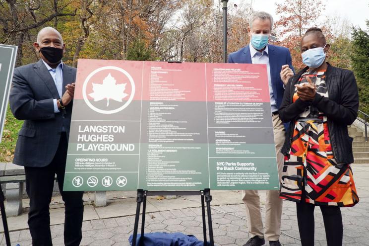 Sinage unveiled for Langston Hughes Playground