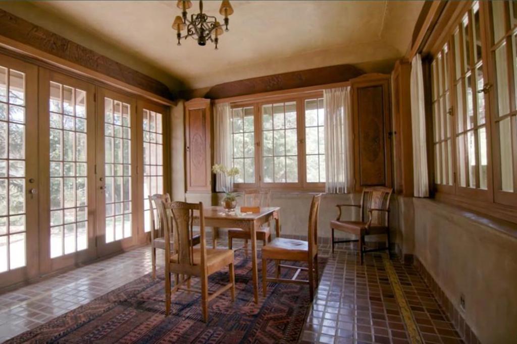 A two-story rustic tea house.