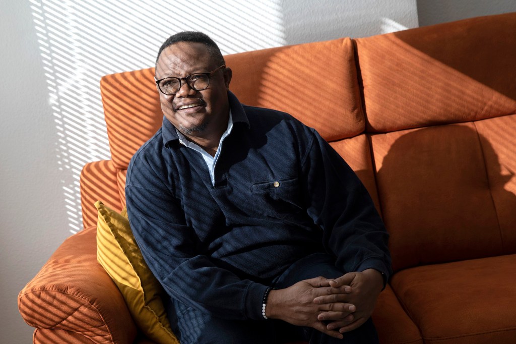 Exiled Tanzanian opposition leader Tundu Lissu gives an interview to The Associated Press.