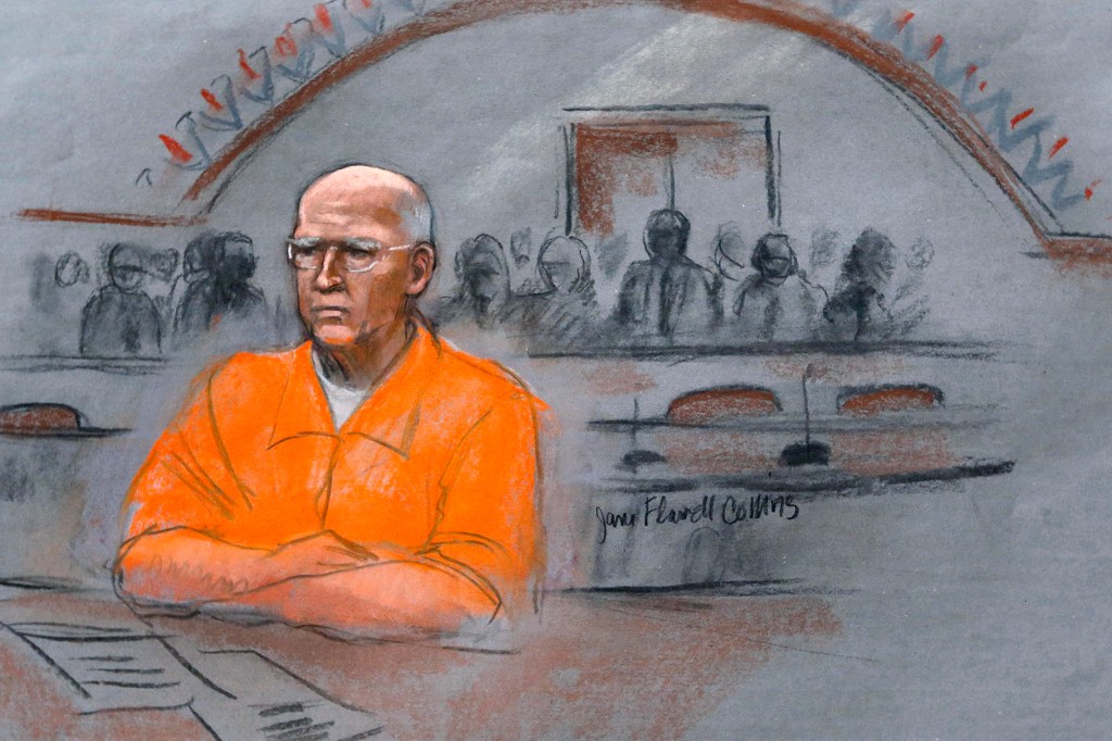 James "Whitey" Bulger sits at his sentencing hearing in federal court in Boston in 2013.