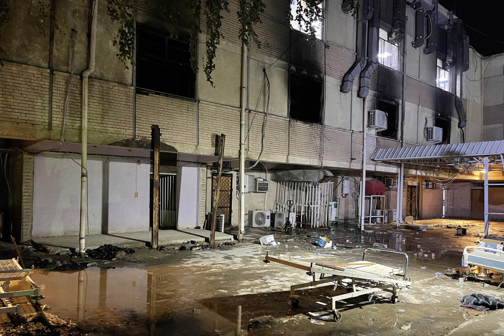 Aftermath of a fire at Ibn Al-Khatib Hospital, south of Baghdad