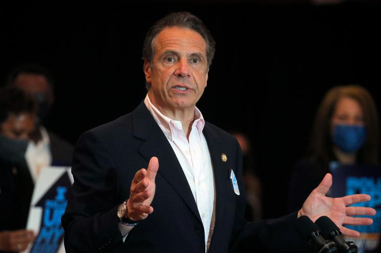 Gov. Andrew Cuomo speaks at Rochdale Village Community Center in the Queens borough of New York, Monday, April 5