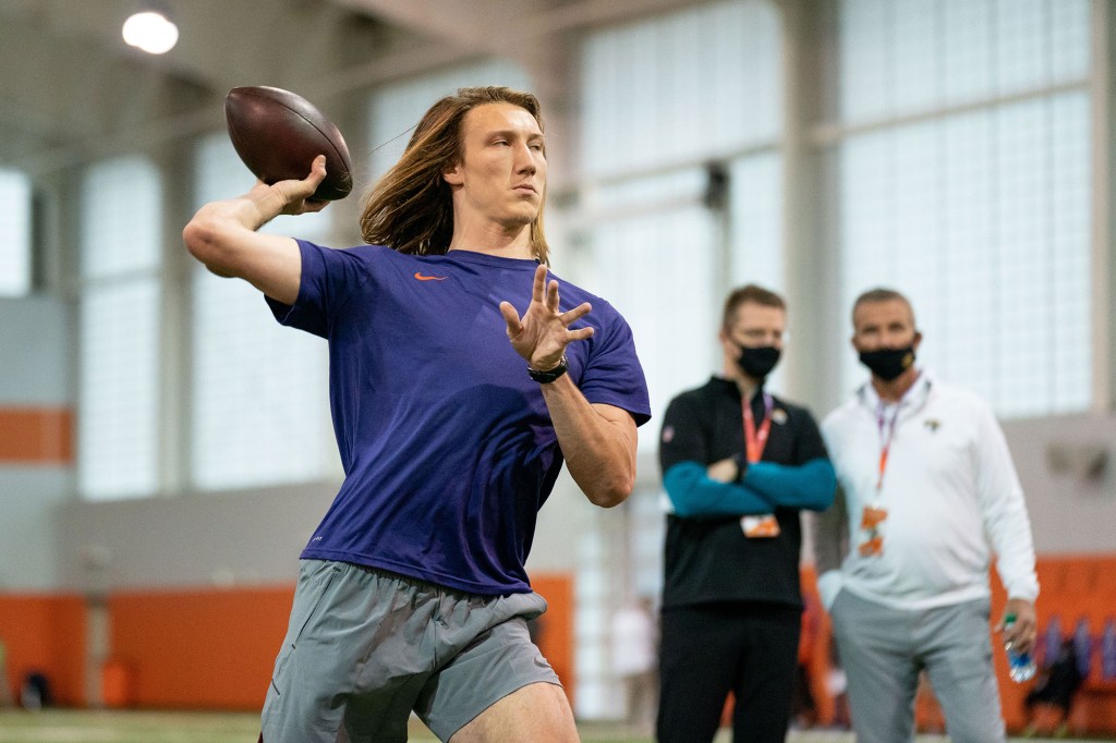 Trevor Lawrence at Clemson's 2021 NFL pro day