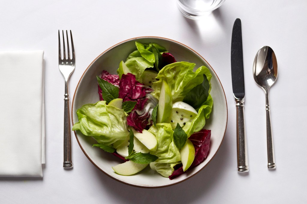 Radicchio, butter lettuce and apples with a lemon vinaigrette at Eleven Madison Park. 