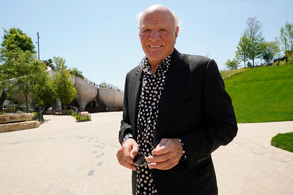 Media mogul and billionaire philanthropist Barry Diller poses for a photograph, Tuesday, May 18, 2021, at Little Island, a new public park along the Hudson River in New York.