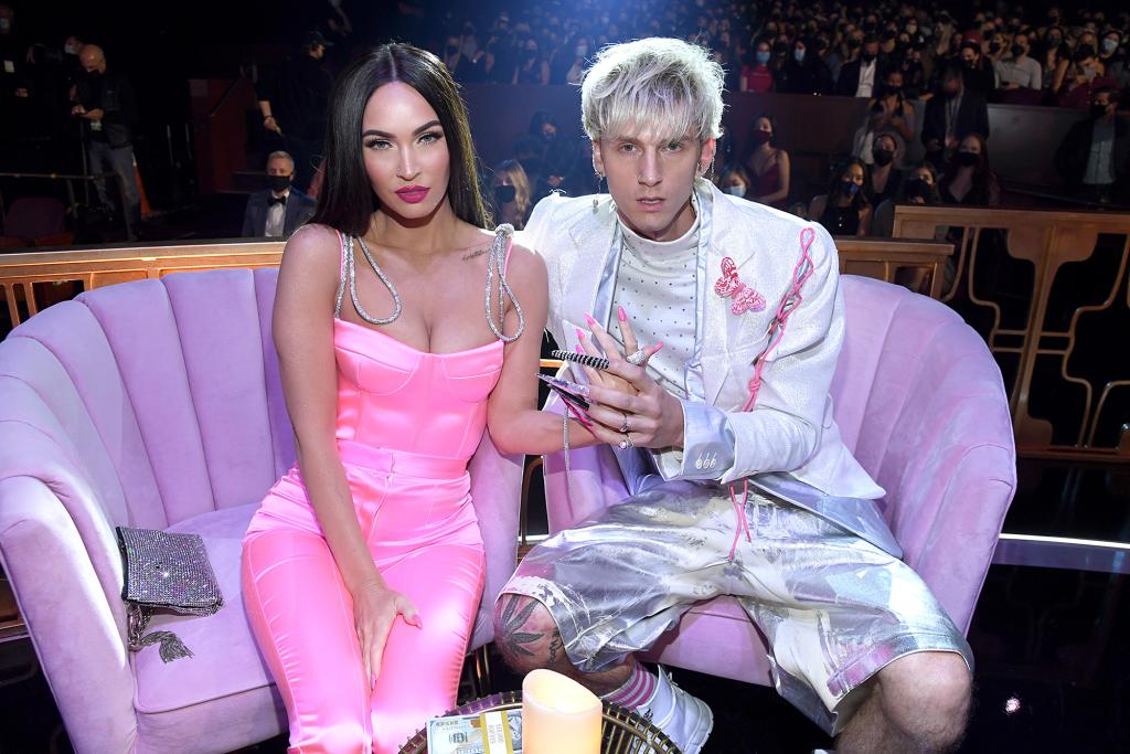 Megan Fox and Machine Gun Kelly attend the 2021 iHeartRadio Music Awards at The Dolby Theatre in Los Angeles, California,