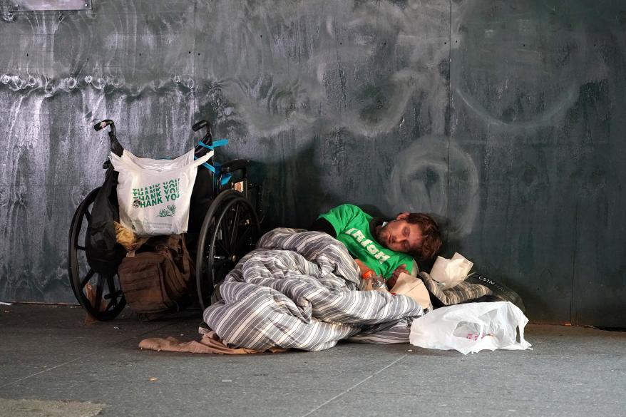 An NYC homeless person in Midtown.